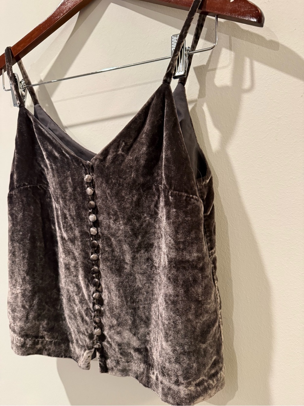 Madewell Charcoal Velvet Button-Front Cami Size 00